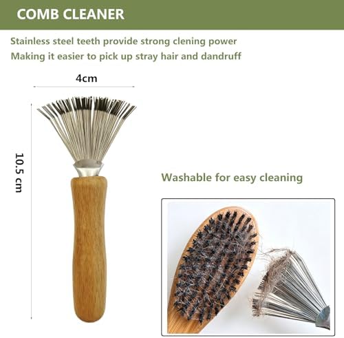 Double Sided Pet Slicker Brush with Bamboo Handle for Dogs and Cats, Grooming Comb for Shedding, Tangles, and Dead Undercoat - Image 3