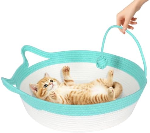 Cotton Rope Cat Bed, Instinct Hand Woven Basket with Rope Tail, Large by WEAVELYRICS