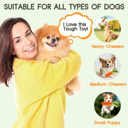 Tough Dog Toys for Aggressive Chewers, Indestructible Dog Chewers for Medium & Large Breeds, Squeaky Rubber Chew Toys to Keep Them Busy, Reduce Boredom, Teeth Cleaning, Milk Flavor (Carrot) - Image 6