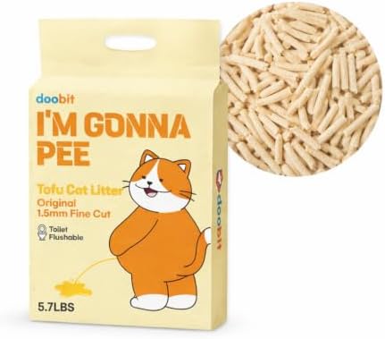Tofu Cat Litter Flushable, Fast Clumping, Scoop Poop Easily, Less Dust, Less Tracking, Natural Non Toxic Cat Litter, sustainably Yours, I'm Gonna Pee(5.7lb x 1pack) by DOOBIT