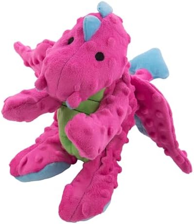 goDog Dragons Squeaky Plush Dog Toy with Chew Guard Technology, Durable Fabric & Squeaker for Active Play, Pink, Large by goDog