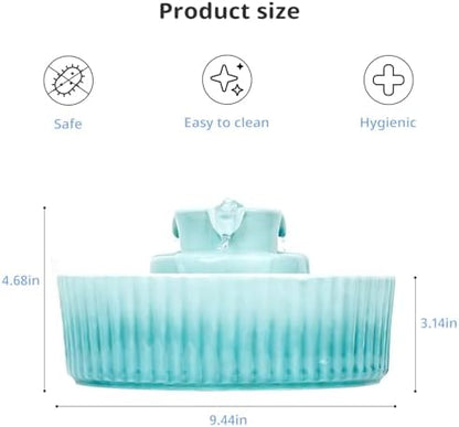 Ceramic Cat Water Fountain, 2.1L/71oz Cupcake Pet Water Fountain - Image 3