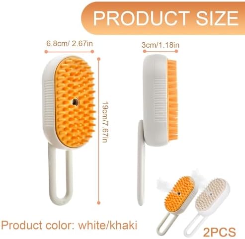 Cat Brush with Steam – 2 Pack 3-in-1 Grooming Kit with Self-Cleaning Vaporizer, Massage Brush for Long/Short Hair Pet Care - Image 2