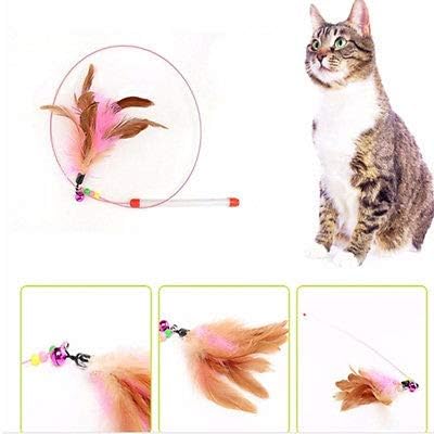 Feline Ruff Interactive Teaser Cat Wand Toy with Feathers and Bells. A Durable Wire Toy for Cats, Kittens, and Other Small Pets!
