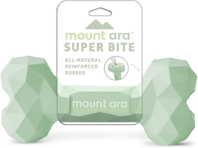 Mount Ara Super BITE BPA-Free Rubber Fillable Dog Chew Toy, Aggressive Chewer Toy, Peanut Butter Toy