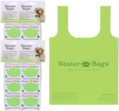 Neater Pet Brands Neater Bags Dog Waste Bag, No Rolls to Fuss With - Dog Poop Bags Dispense One at a Time, Doggie Poop Bag with Easy-Tie Handles (180 Count) by NeaterPetBrands