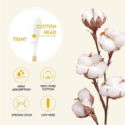 6-Inch Long Cotton Tips for Cleaning Dogs' Ears | Extra-Long Cotton Swabs for Dog Ear Cleaning | Eco-Friendly Dog Ear Swabs & Pads | Organic Bamboo & Cotton | 100-Pack - Image 3