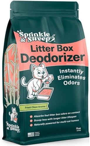 Sprinkle & Sweep: Litter Box Deodorizer - 8oz Bag - Cat & Kitten Home Odor Neutralizer, Ultra-Absorbent Formula, Non-Toxic & Safe, Pet Smell Control by SprinkleSweep