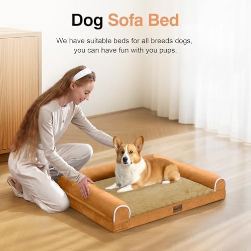 NANUYA Orthopedic Dog Bed for Small Dogs, 24 x 16 Inch, Orange - Image 3