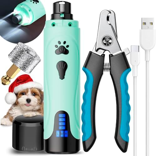 YABIFE Dog Nail Grinder, Dog Nail Trimmers and Clippers Kit, Super Quiet, Rechargeable, for Small Large Dogs & Cats Toenail & Claw Grooming,3 Speeds by Yabife