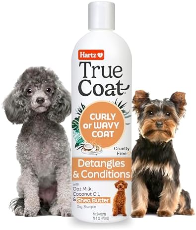 True Coat Curly or Wavy Dog Shampoo, 5 in 1 Detangles & Conditions with Oat Milk, Coconut Oil & Shea Butter, 16 oz by Hartz
