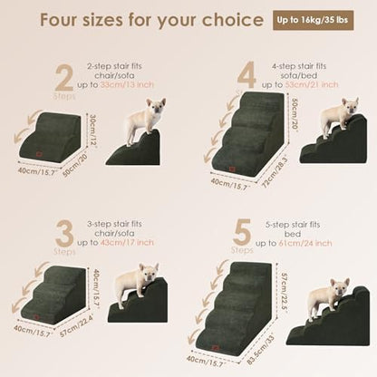 EHEYCIGA Curved Dog Stairs Ramp, 4-Step High Beds, 19.7" H Pet Step - Image 3