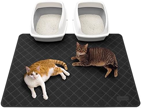 Conlun Cat Litter Mat Litter Trapping Mat, Black Premium Durable PVC Grid Mesh with Scatter Control, Non-slip, Less Waste Cat Litter Box Mat, Soft on Kitty’s Paws, Urine Waterproof 47" x 35" by Conlun