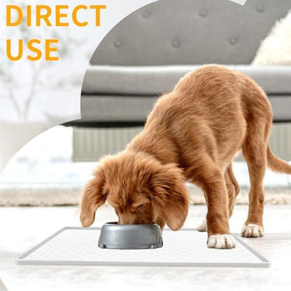Ptlom Pet Placemat for Dog and Cat, Waterproof Silicone Pet Feeding Bowl Mats for Food and Water, Small Medium Large Dogs Mat Prevent Residues from Spilling to Floor, White, 18" 12" - Image 3