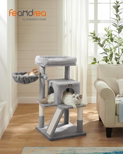 Feandrea Cat Tree, 37.8-Inch Tall Cat Tower, Multi-Level Condo, Light Gray - Image 2