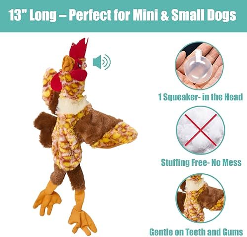 SPOT Skinneeez Chicken 13 Inch Stuffing-Free Plush Squeaky Dog Toy – Soft Interactive Chew Toy for Small and Medium Dogs – Mess-Free Play for Light & Moderate Chewers - Image 3