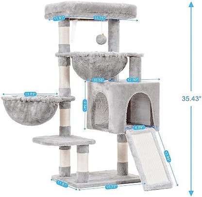 Hey-brother Cat Tree Tower with Large Bed, Hammocks, Scratcher, MPJ006SW - Image 3