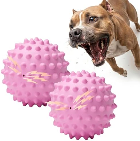 2-Packs 3.5'' Squeaky Dog Ball for Aggressive Chewers 25-80lbs by Apasiri