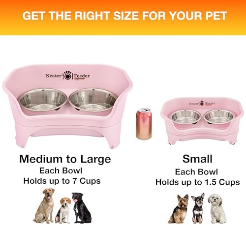 Neater Feeder Express Mess Proof Dog Bowls Elevated for Small Breeds Under 15 Lb, Made in USA, No Spill Raised Dog Food Bowl Stand, Stainless Steel Food and Water Bowl Set, Feeding Station, Pink - Image 4