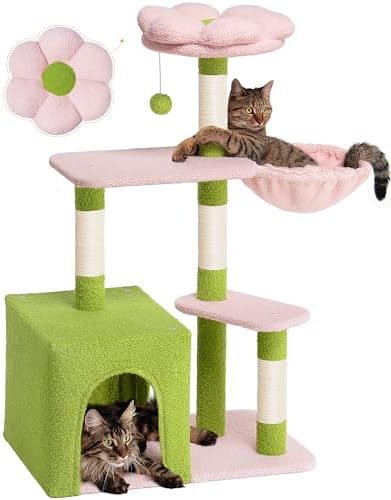 Aechonow Flower Cat Tree for Indoor Cats,41.2" Cute Cat Tree for Adult Cats by Aechonow