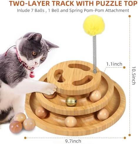 DoogCat Cat Ball Track with Puzzle Top, 3-Level Cat Ball Tower - Image 2