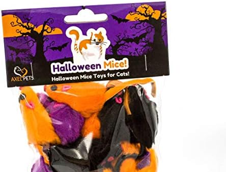 20 Halloween Colorful Furry Mice Cat Toys with Catnip and Rattle Sound Made of Real Rabbit Fur, Interactive Catch Play Teaser Mouse Toy for Cats and Kittens. Pack of 20 Mice - Image 2