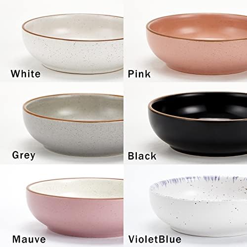 Howise Ceramic Cat Bowls, 5.19 in Cat Food Bowl Cat Dishes for Food and Water, 3 Pack Shallow Pet Bowls for Indoor Cats, White with Violet Blue - Image 6