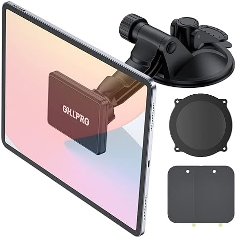 OHLPRO Dashboard Magnetic Tablet Holder for Car, Windshield iPad Car Phone Suction Cup Mount with Magnets, for All 6"-11" Apple Phones iPad Samsung Galaxy Tab Tablet, 360° Rotation, Black by OHLPRO