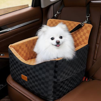 Dog Car Seats for Small Medium Dogs Up to 35lbs | Elevated Dog Booster Seat with Detachable Washable Cover & Cushion | Memory Foam Pet Car Travel Seat with Safety Belt and Storage Pockets by Unknown
