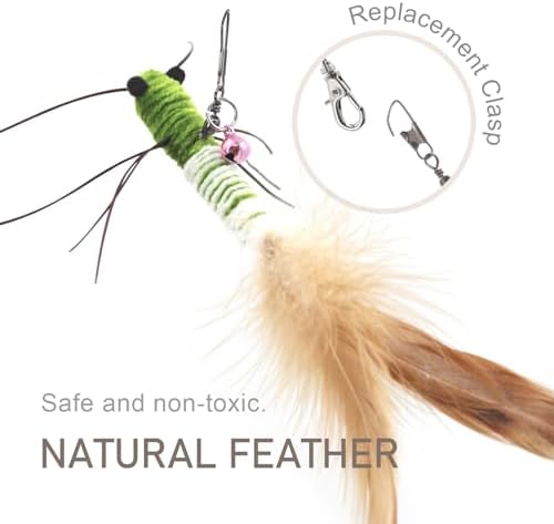 SONGWAY Insect Cat Toys with Feather - 6 Pieces Cat Worm Toy Refills, Cat Toy Wand Attachments, Worm Cat Toys, Interactive Toys for Indoor Cats Kittens - Image 4