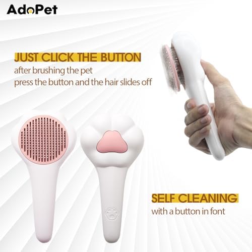 Self-Cleaning Pet Grooming Brush – Smooth Grooming Brush for Dogs and Cats, Easy Hair Removal with the Push of a Button, Gentle Shedding Remover for Small Pets (Cat Paw) - Image 3