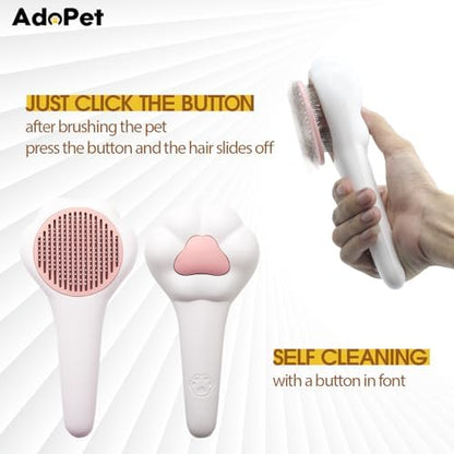 Self-Cleaning Pet Grooming Brush – Smooth Grooming Brush for Dogs and Cats, Easy Hair Removal with the Push of a Button, Gentle Shedding Remover for Small Pets (Cat Paw) - Image 3