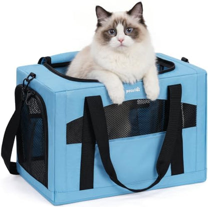 Pecute Cat Carrier Stable, Pet Carrier with Privacy Partition,Light Blue by pecute