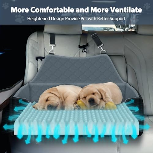 Dog Car Seat for Medium Large Dogs Under 55lbs, Detachable and Washable Dog Booster Seats with Thick Cushion, Pet Travel Bed for Car with Storage Pockets and 2 Safety Belts - Image 4