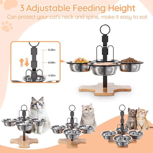 Adjustable Elevated Cat Bowls with Stand, Raised Food & Water Bowl Set - Image 2