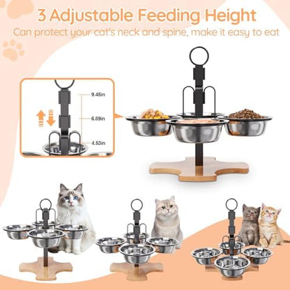 Adjustable Elevated Cat Bowls with Stand, Raised Food & Water Bowl Set - Image 2