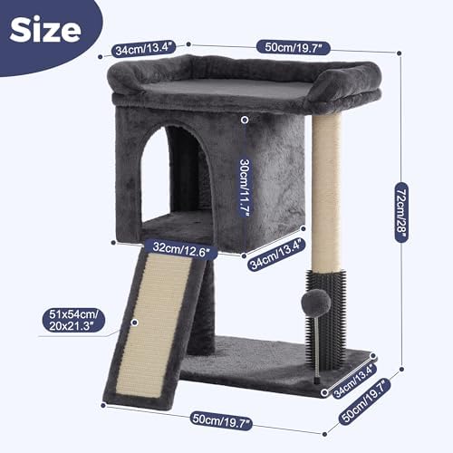 Cat Tree with Large Top Bed 28”Cat Tower with Scratching Post - Image 2
