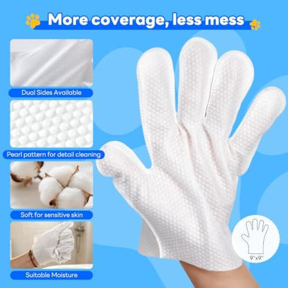 VISRIE 60 Pcs Pet Glove Wipes for Dogs & Cats, Thick Cleaning Gloves - Image 5