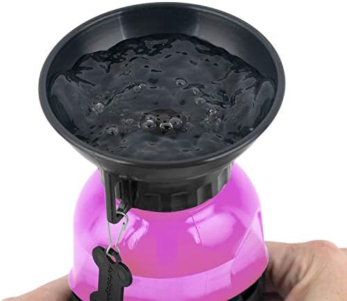 Highwave AutoDogMug Dog Water Bottle with Built-in Bowl, 20 oz, Pink - Image 2