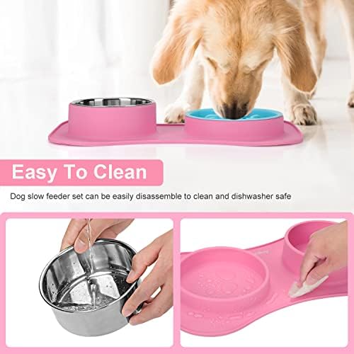 Slow Feeder Dog Bowls 3 in 1 Stainless Steel Food Water Bowl to Slow Eating - Image 6