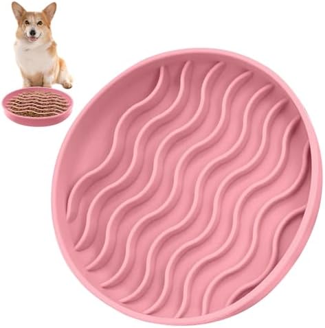 Fhiny Slow Feeder Dog Bowl, Silicone Dog Puzzle Bowl Slow Feeder Puppy Bowls Slow Eating Modern Lick Mat Design Dishwasher Microwave Fit for Fast Eaters, All Small Medium Dogs Puppy Doggy (Pink) by Fhiny