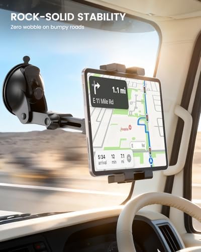 OHLPRO Tablet Holder for Car Dashboard & Windshield, Long Arm Suction Cup Tablet Mount Fits 5-17" iPad Pro/Air/Mini, Stable iPad Car Mount for Truck/SUV/Semi, Ideal Tech Gift for Drivers & Traveler - Image 3