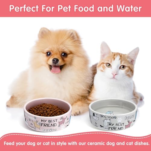 Maxcheck 2 Pcs 5 Inch Ceramic Dog Bowls Dishes for Small Dogs, Pink, Gray - Image 5