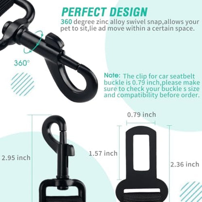 COOYOO Dog Seat Belt, Durability Retractable Dog Car Harness Adjustable Dog Seat Belt for Vehicle Nylon Pet Safety Seat Belts Heavy Duty & Elastic (1 Pack Black) - Image 5