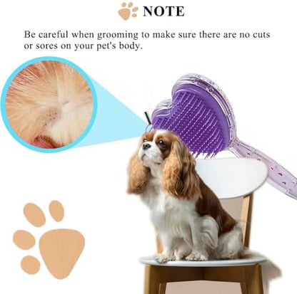 Small Soft Dog Grooming Brush, Pet Massage Hair Brush - Purple - Image 6
