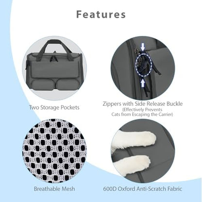 Cat Carrier for Pets up to 15 lbs, Soft-Sided Collapsible Pet Carrier - Image 4