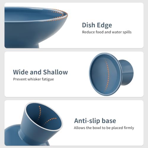 LoeJan Ceramic Cat Bowls, Elevated Cat Food and Water Bowls Set, Extra Wide and Raised Ceramic Bowls, Anti-Vomit Whisker-Free Pressure Cat Feeder for Kittens to Adult Cats - Image 3