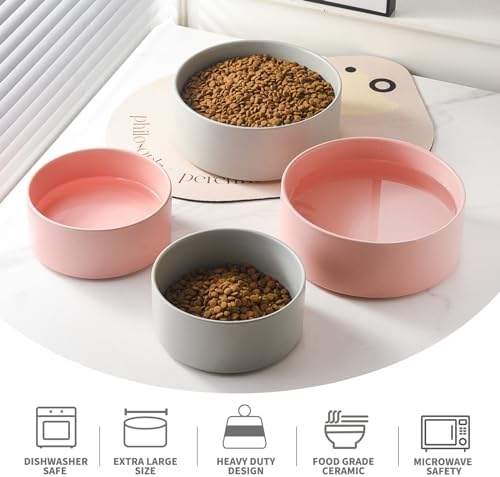 6'' Ceramic Dog Bowl - 30Oz Classic Dogs Food & Water Bowl for Small and Medium Breed Dogs, Heavy Duty Non-Slip Dog Dishes, Food Grade Stoneware Pet Bowl, Dishwasher & Microwave Safe, Pink - Image 4