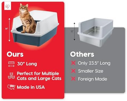 IRIS USA XX-Large High Sided Cat Litter Box, Scatter Shield, Navy - Image 6