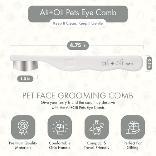 Ali+Oli Pets Eye Comb for Dogs & Cats – Fine Tooth Tear Stain Remover Comb – Pet Face Grooming Comb for Removing Eye Gunk, Debris & Tear Stains - Image 3